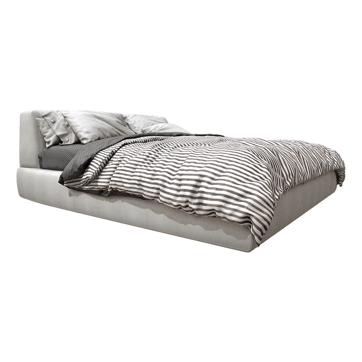 Modern Nordic Light Luxury Simple Grey Striped Fabric Soft Bag Backrest Double Bed