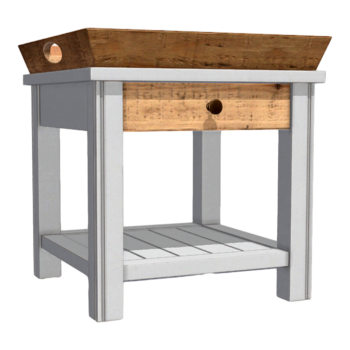 Outdoor modern simple solid wood multi-function storage side table