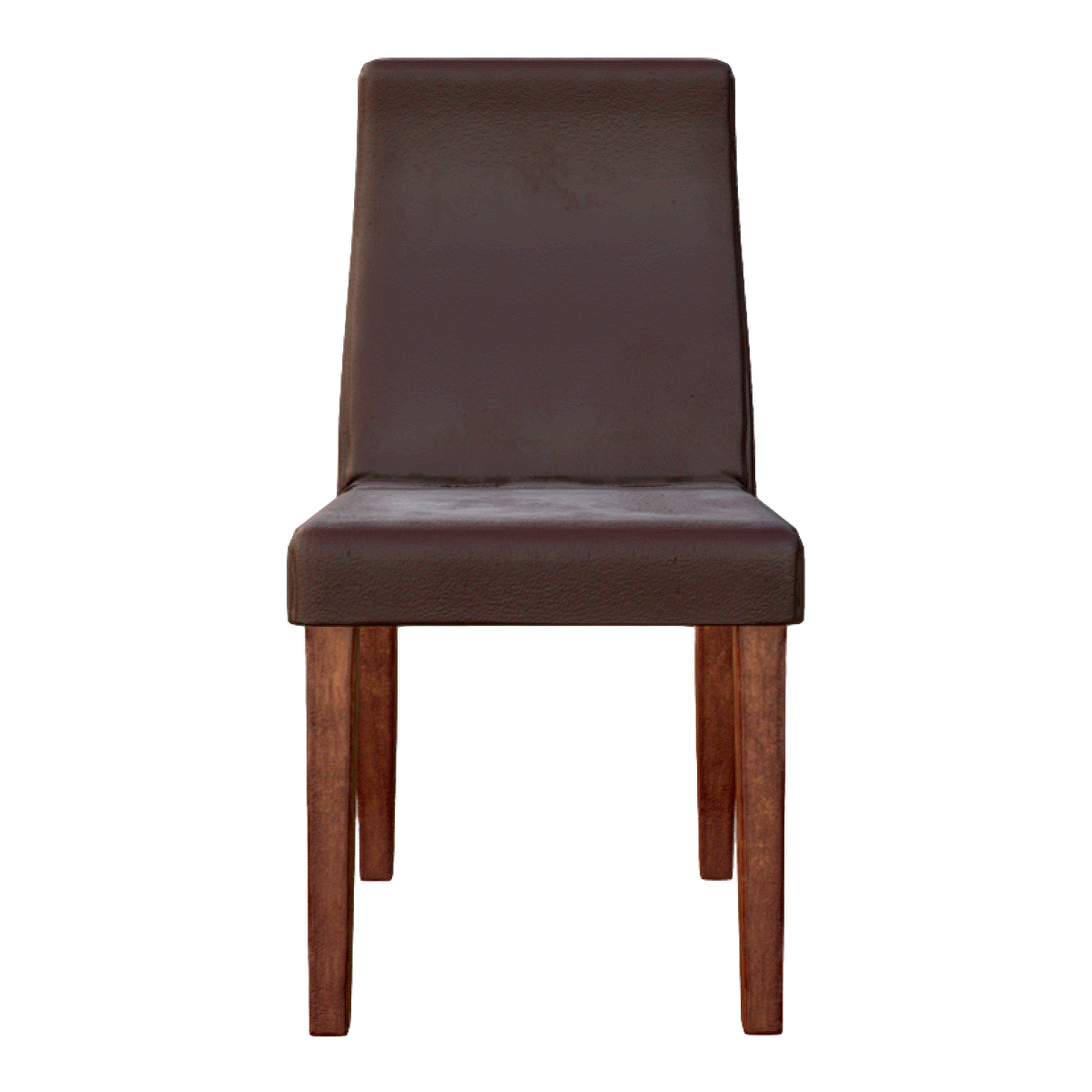 Vintage distressed dark brown leather upholstered chair with solid wood backrest