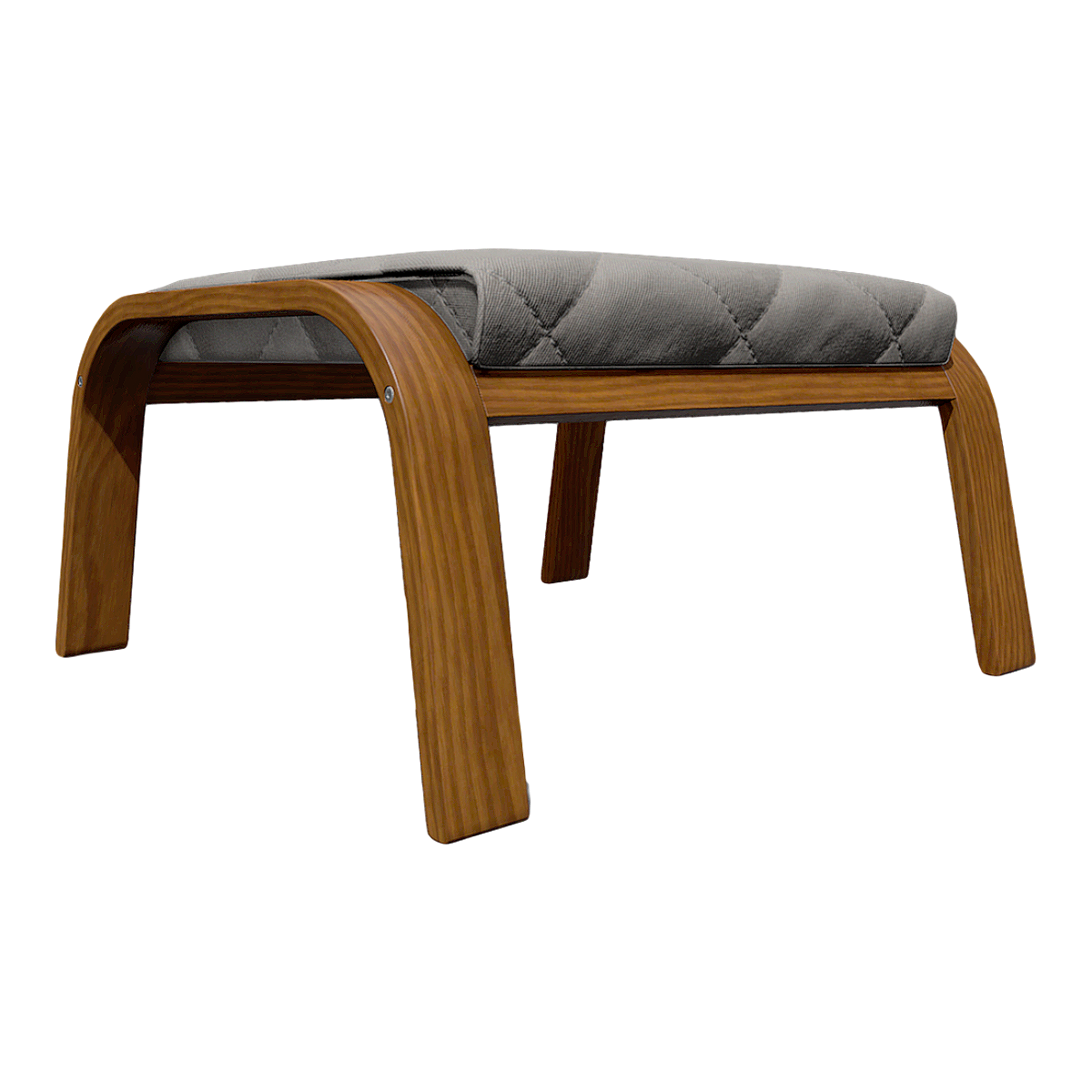 Modern Simple Silky Style Grey Fabric Soft Bag Solid Wood Low Stool Shoe Changing Stool