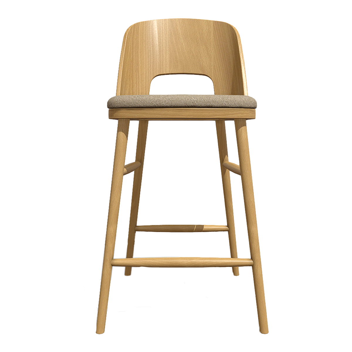 Simple Nordic Grey Fabric Soft Bag Solid Wood Backrest Chair High Bar Chair