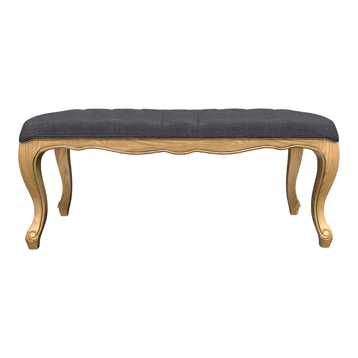 Simple Retro American Style dark gray Fabric Buckle Soft Bag Stool Solid Wood Sofa Bench