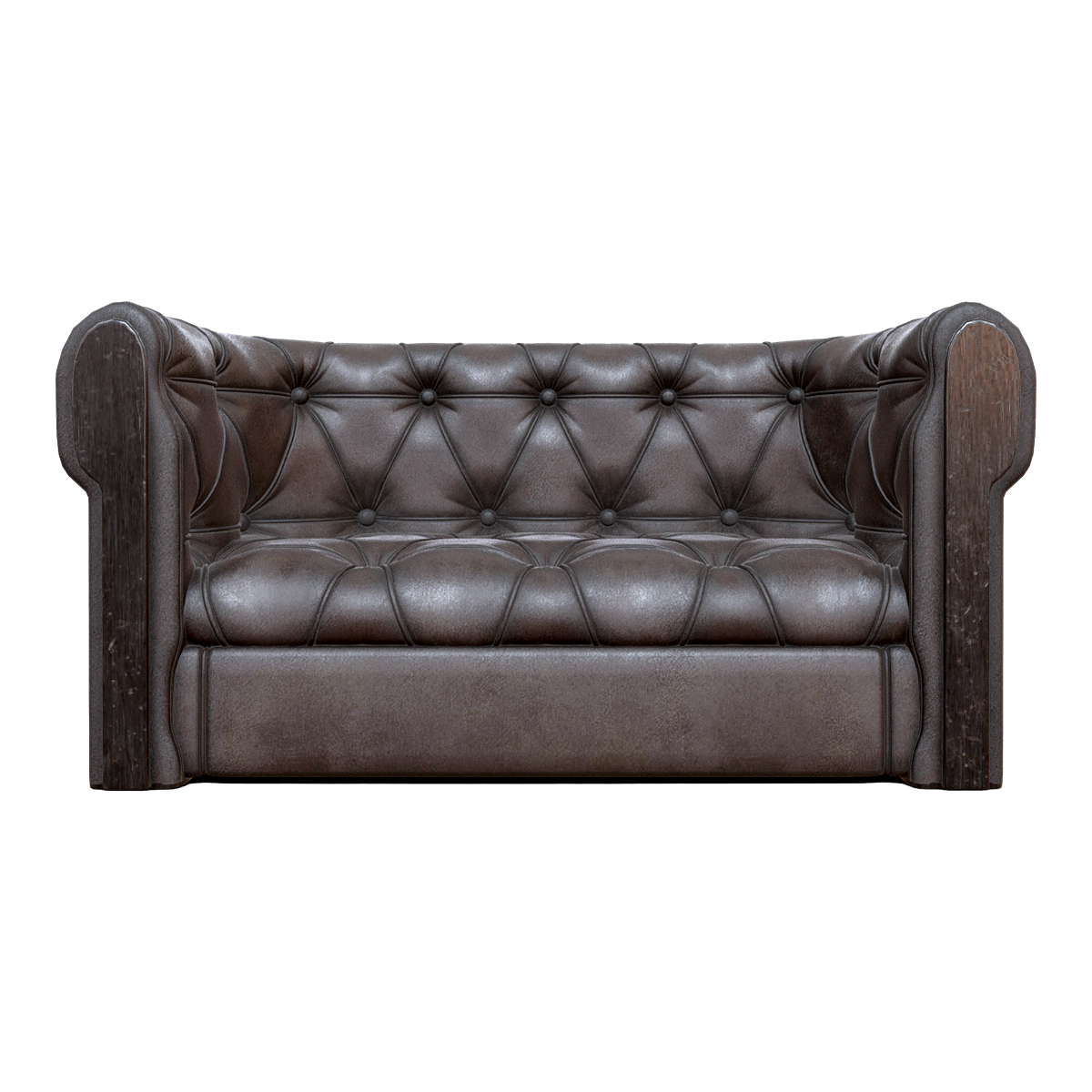 Retro American Style Leather Sofa Two-Seat Straight Sofa
