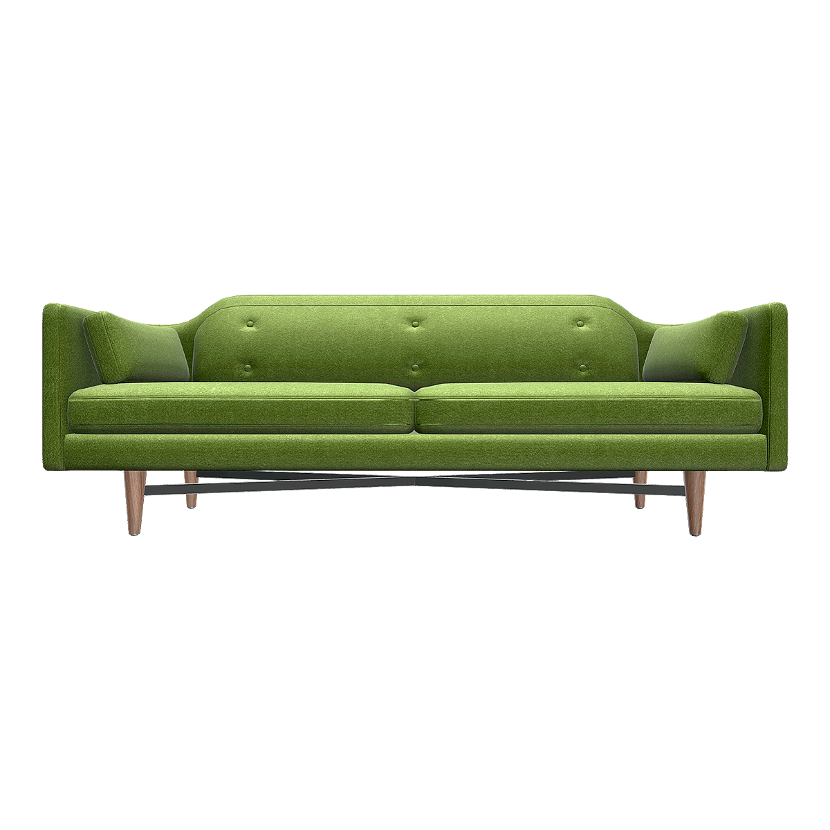 Modern Simple Nordic Green Fleece Sofa Multi-person Straight Row Sofa