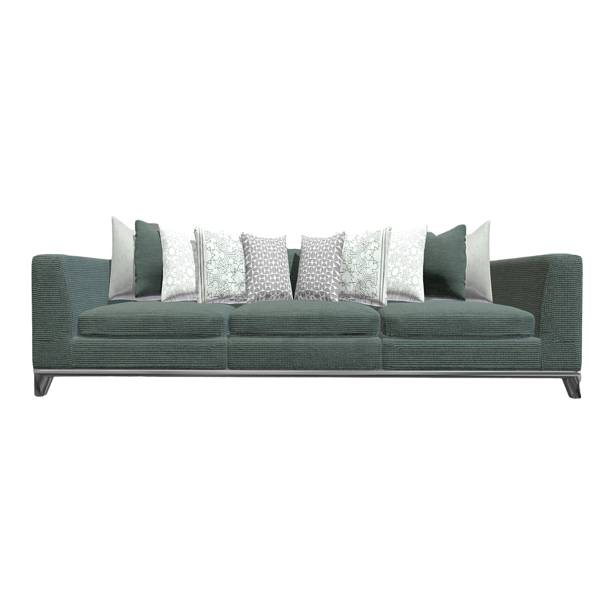 Simple Retro Nordic Dark Green Fabric Sofa Multi-Person Straight Sofa