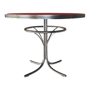 Simple Outdoor Casual Red Round Dining Table Stainless Steel Table