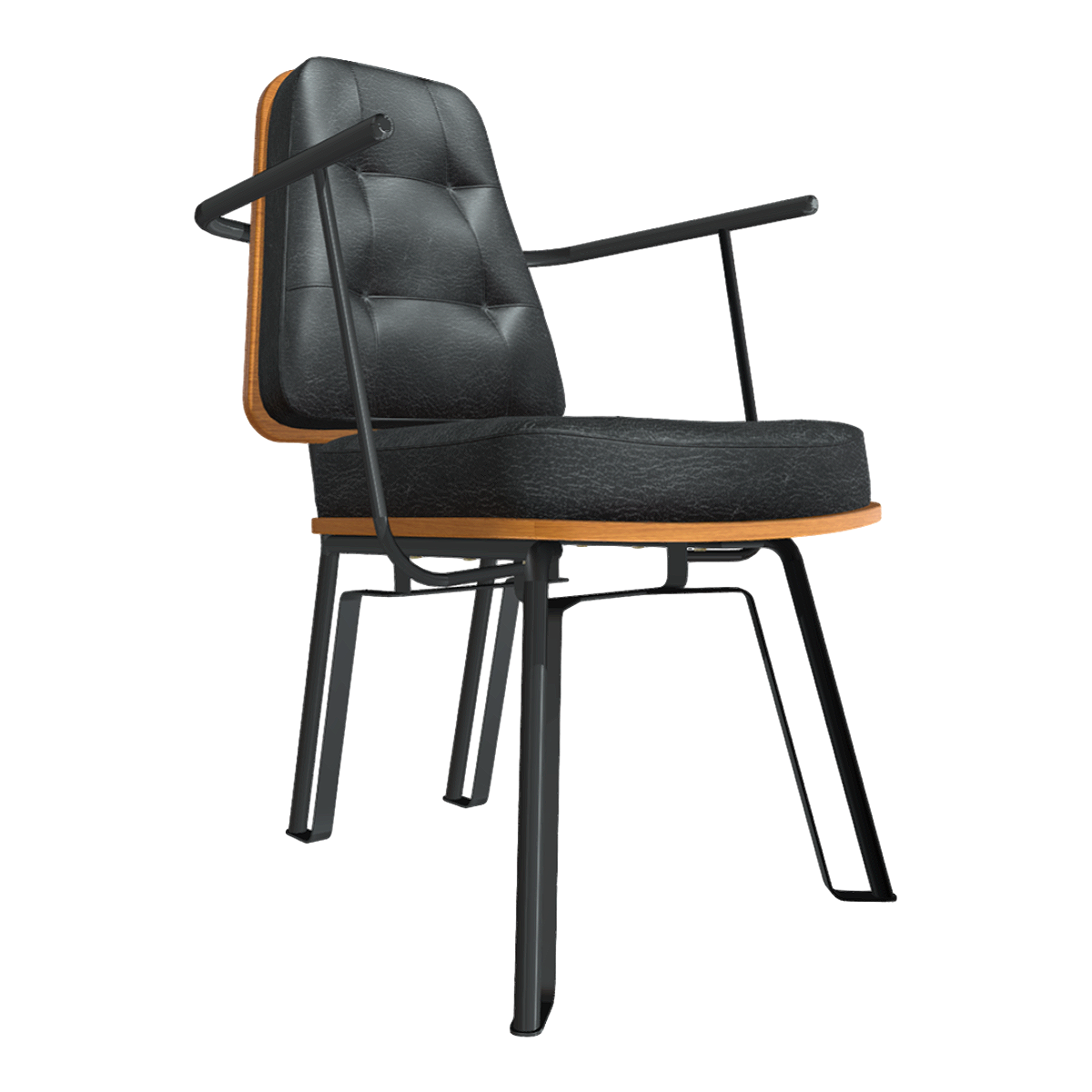 Vintage Industrial Style Black Leather Soft Backrest Chair