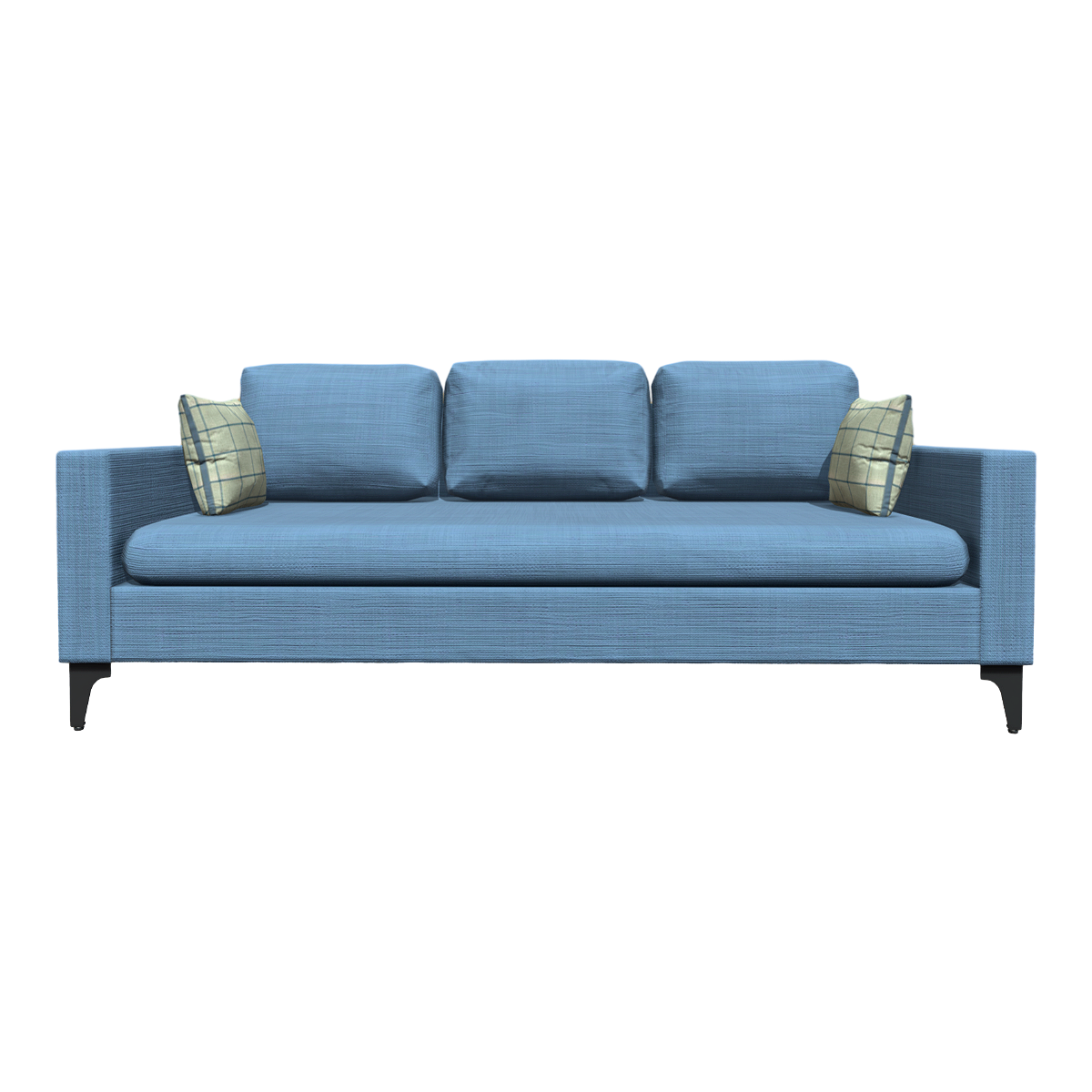 Modern Nordic Simple Smog Blue Fabric Soft Bag Sofa Multi-seat In-line Sofa