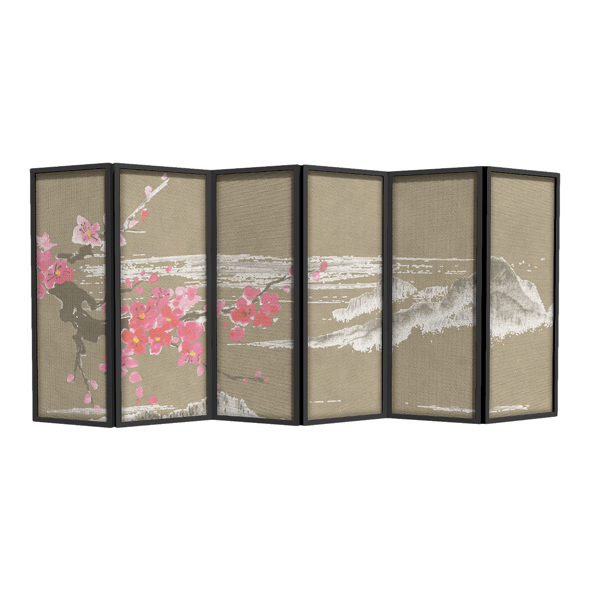 Chinese plum blossom figure six fold screen living room partition