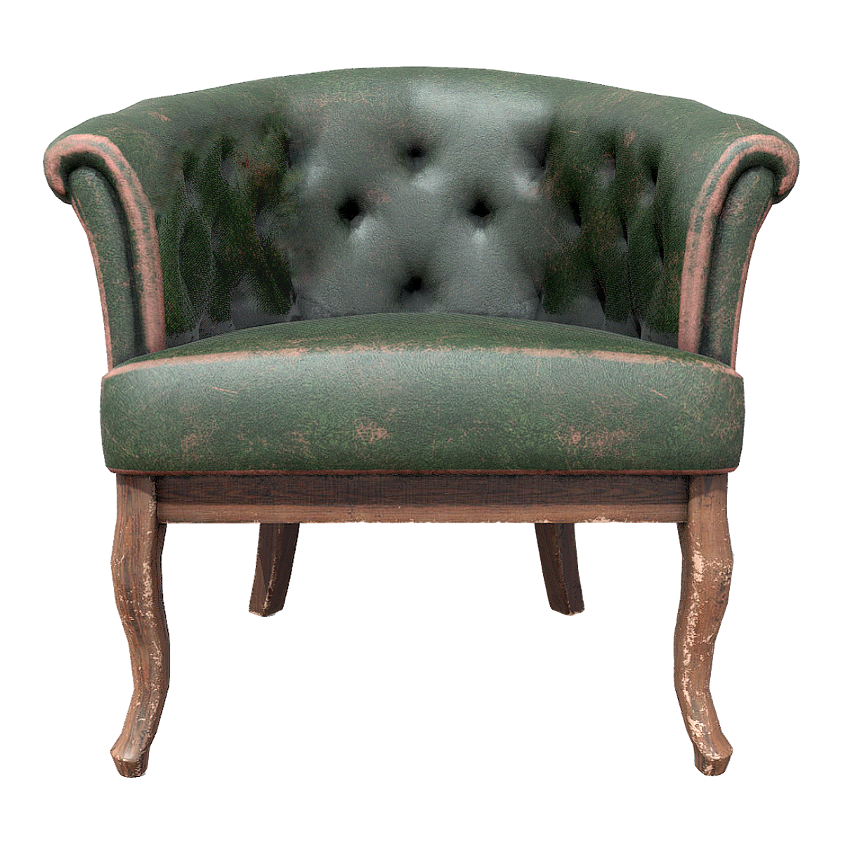 Vintage Distressed American Style Dark Green Leather Buckle Soft Bag Sofa Chair Single Solid Wood Sofa Chair