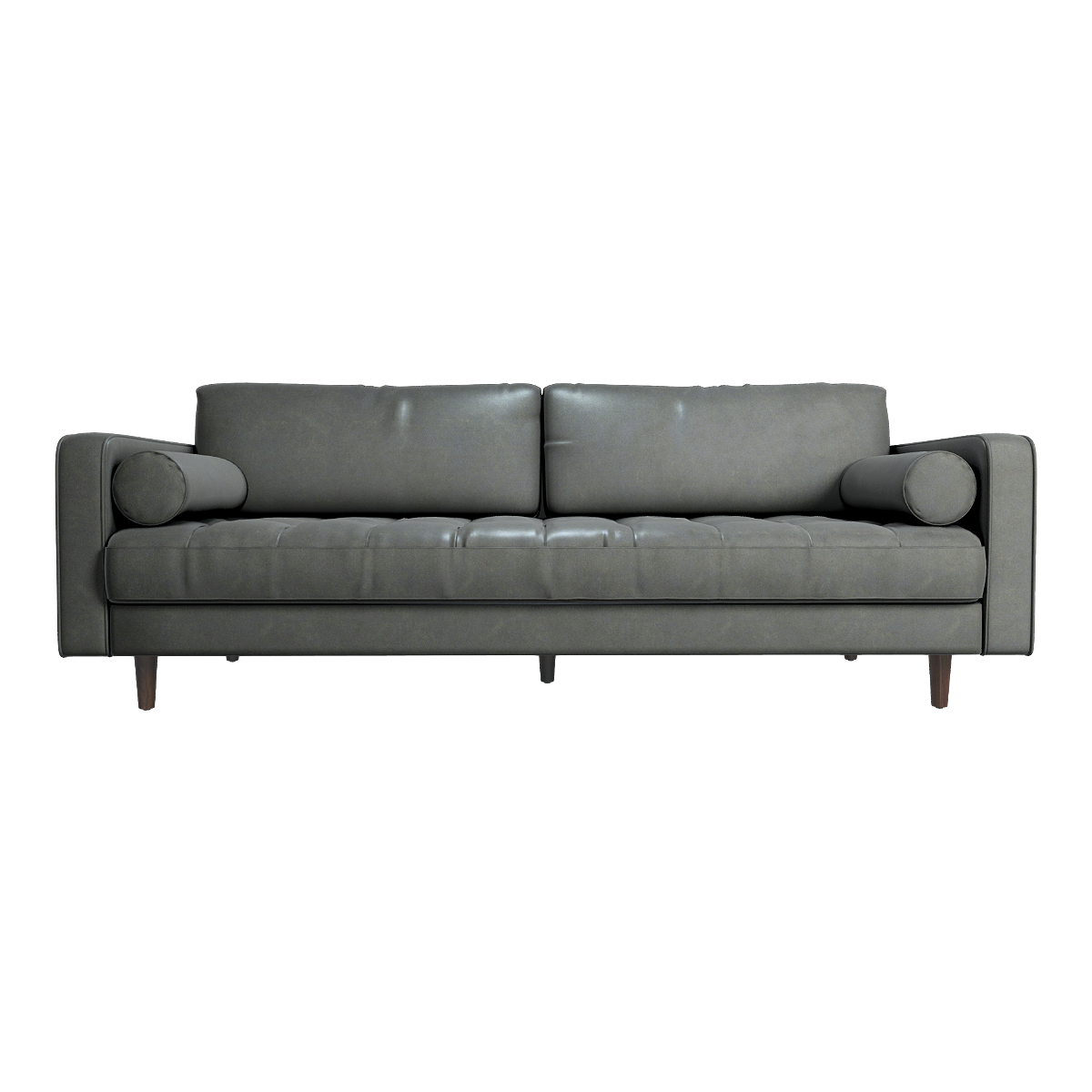 Modern Nordic Simple dark gray Leather Sofa Multi-seat In-line Sofa