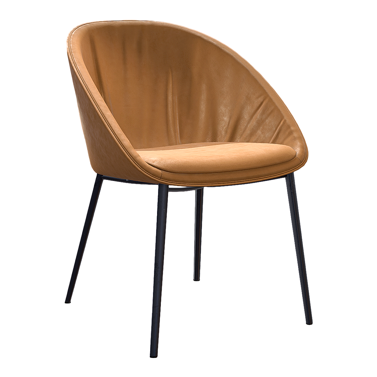 Minimalist Italian Brown Leather Soft Chair Casual Backrest Chair