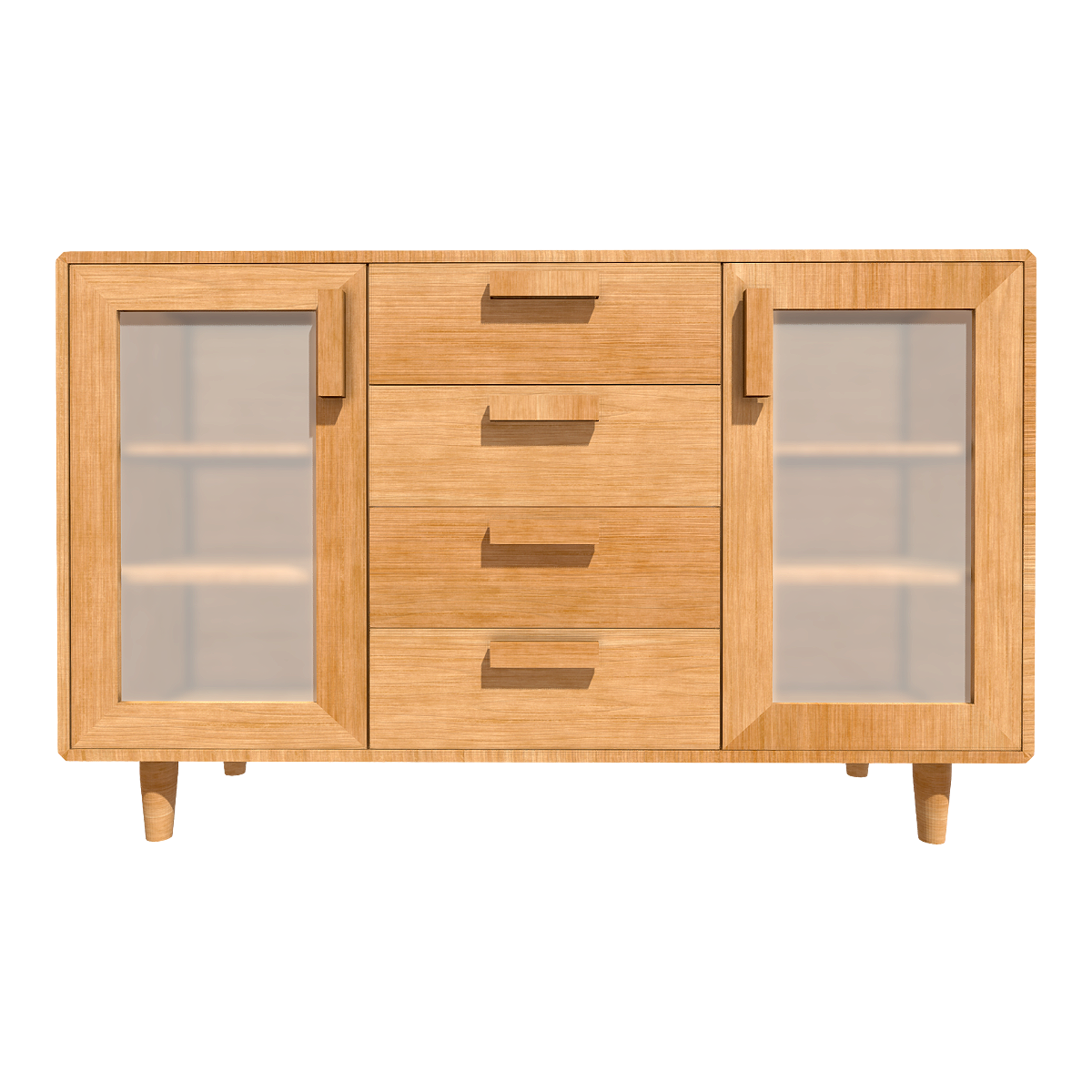 Modern Nordic Minimalist Log Style Glass Cabinet Door Four-drawer Cabinet Solid Wood Entrance Locker