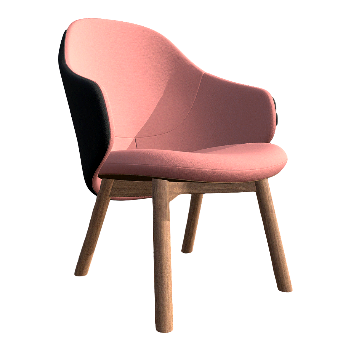 Modern Nordic Style Black Pink Color-matching Fabric Soft Bag Backrest Chair Solid Wood Leisure Negotiation Chair