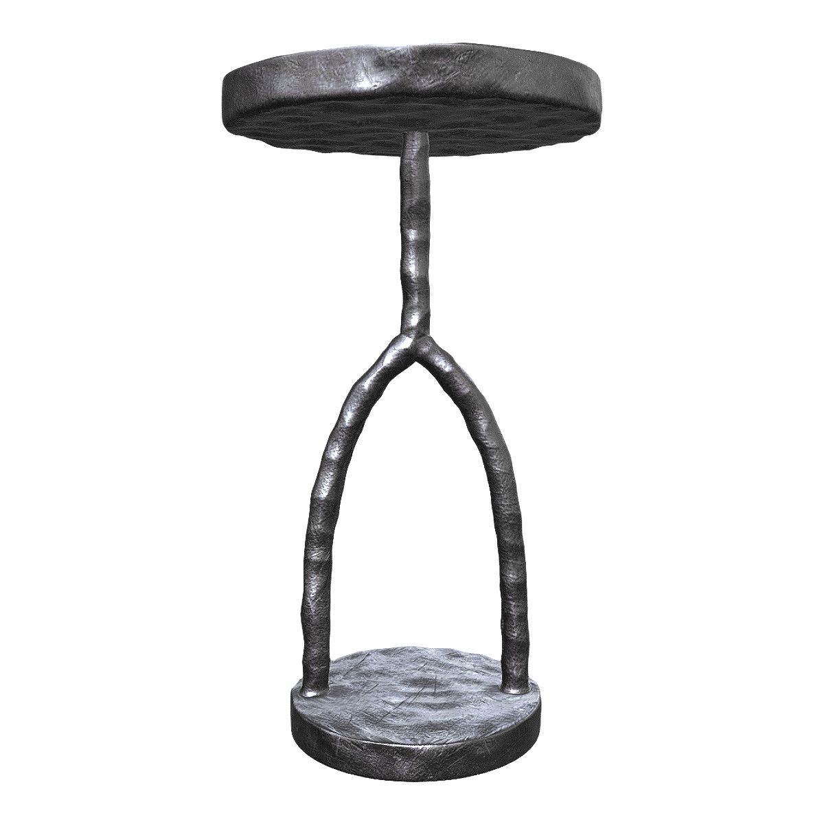 Minimalist style black cast iron side sofa corner a few small round tables