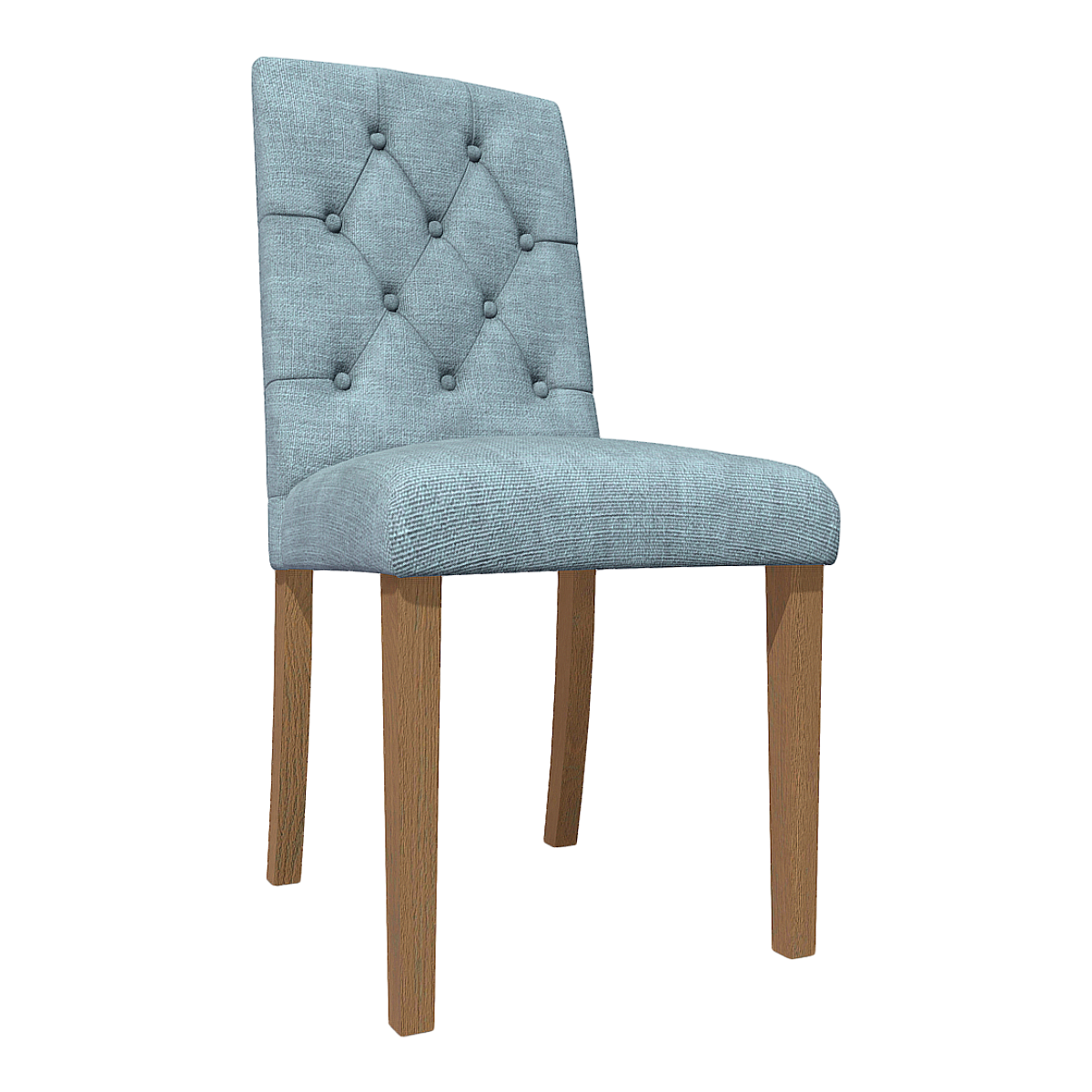 Modern Simple Nordic Style Light Blue Fabric Soft Bag Buckle Chair Solid Wood Dining Chair