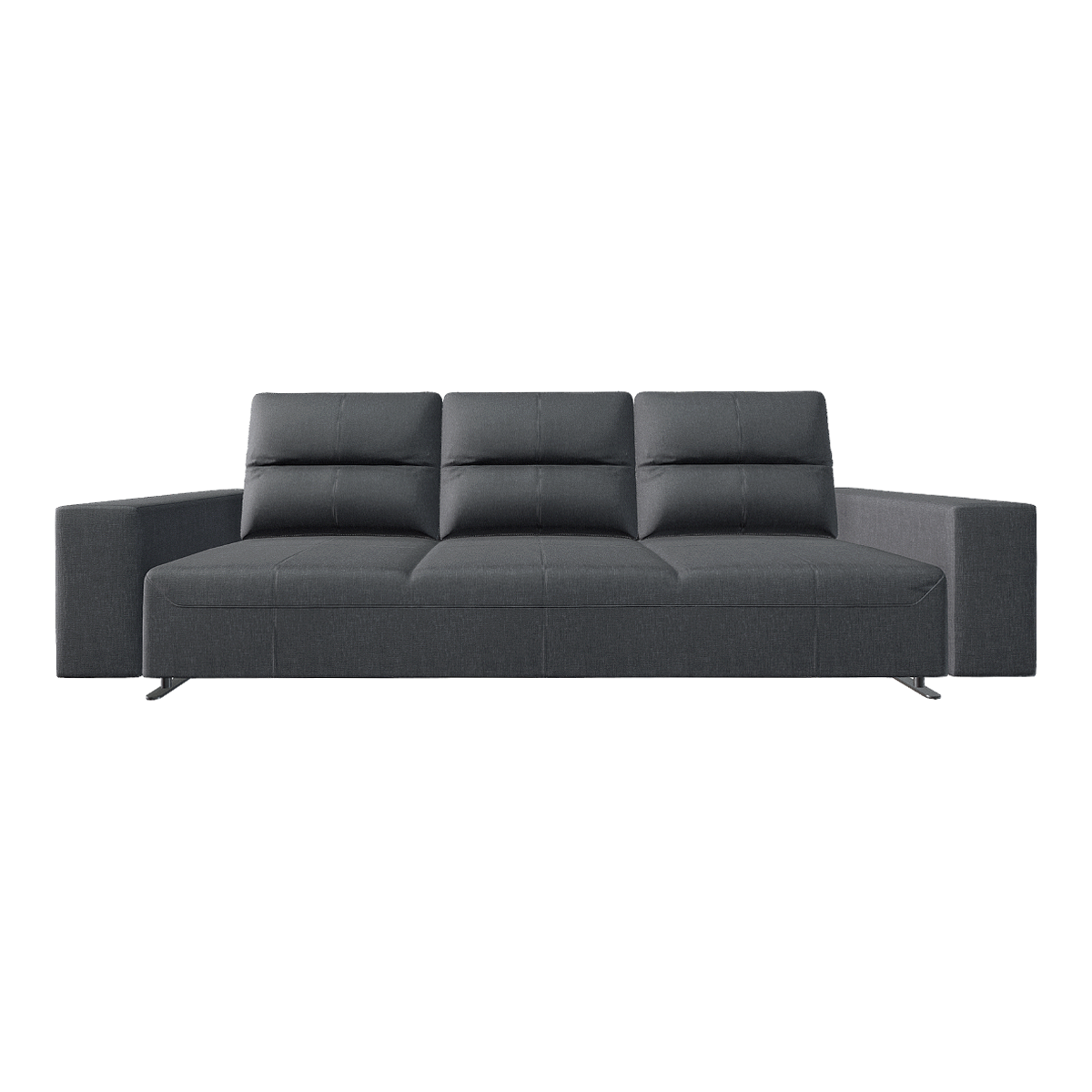 Modern Minimalist Italian Black Fabric Sofa Three-Seat In-line Sofa