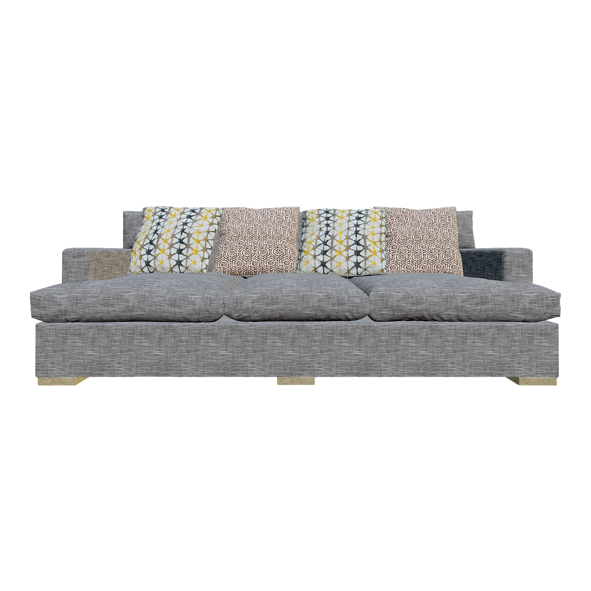 Modern Simple Nordic Style Grey Fabric Soft Bag Three-Seat Sofa In-line Sofa