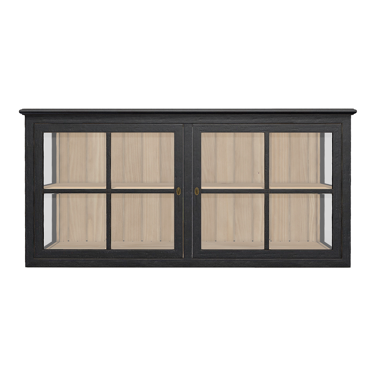 Simple American Style Black Solid Wood Glass Cabinet Door Hanging Wall Cabinet Kitchen Storage Cabinet