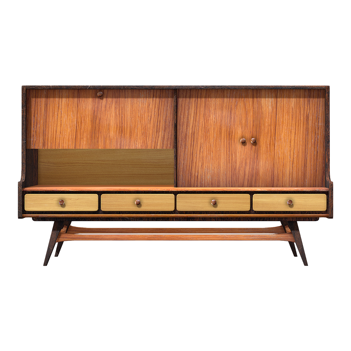 Antiqued Retro Solid Wood Floor-to-Floor Drawer Storage Cabinet Porch Wall Side Cabinet