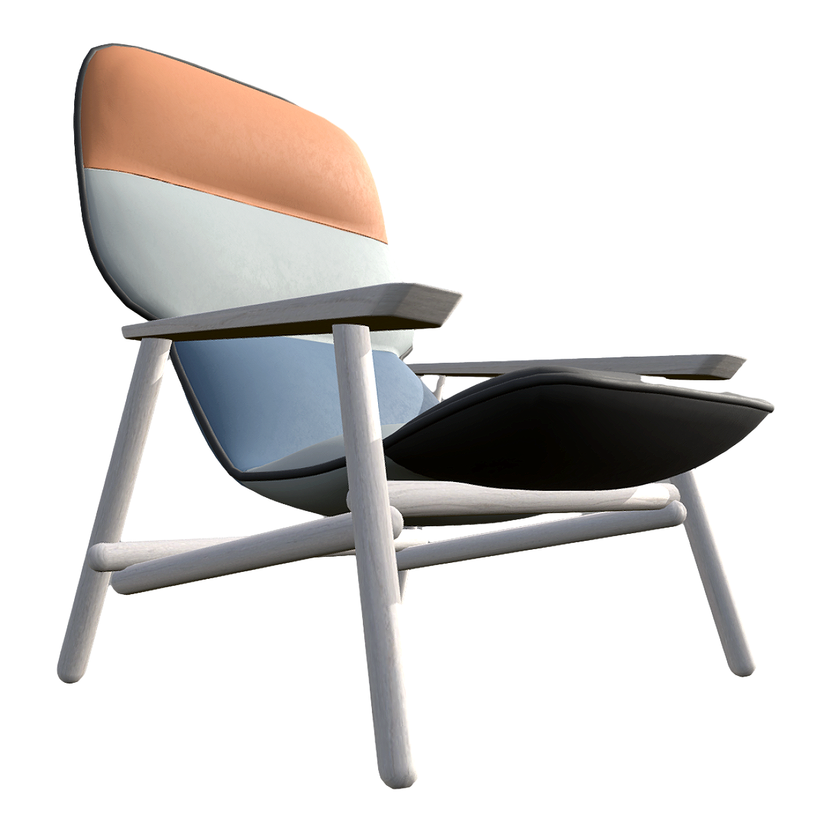 Modern Simple Nordic Style Leather Soft Bag High Back Chair Solid Wood Armchair Leisure Recliner