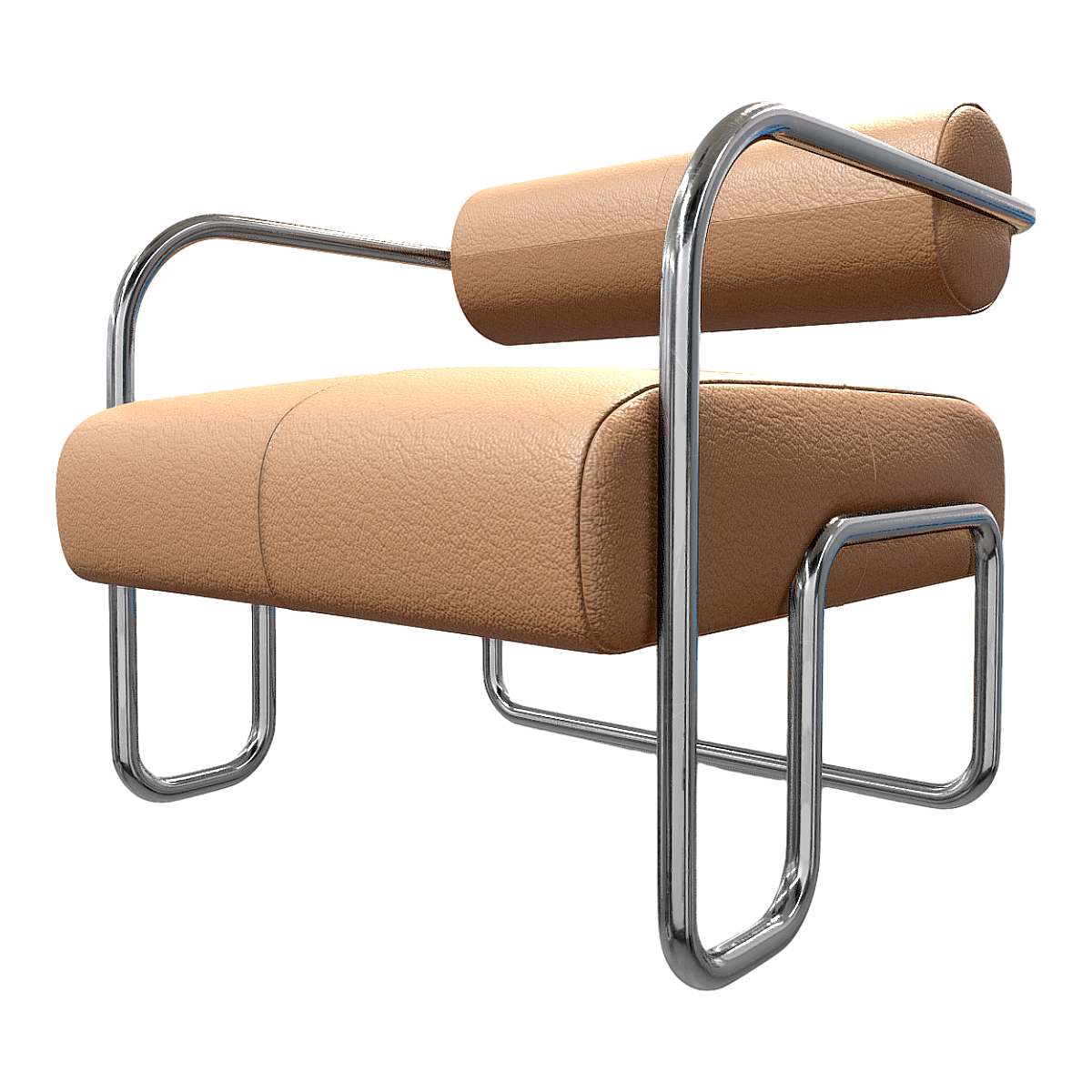 Simple North Light Luxury European Style khaki Leather Soft Bag Single Sofa Chair Casual Chair