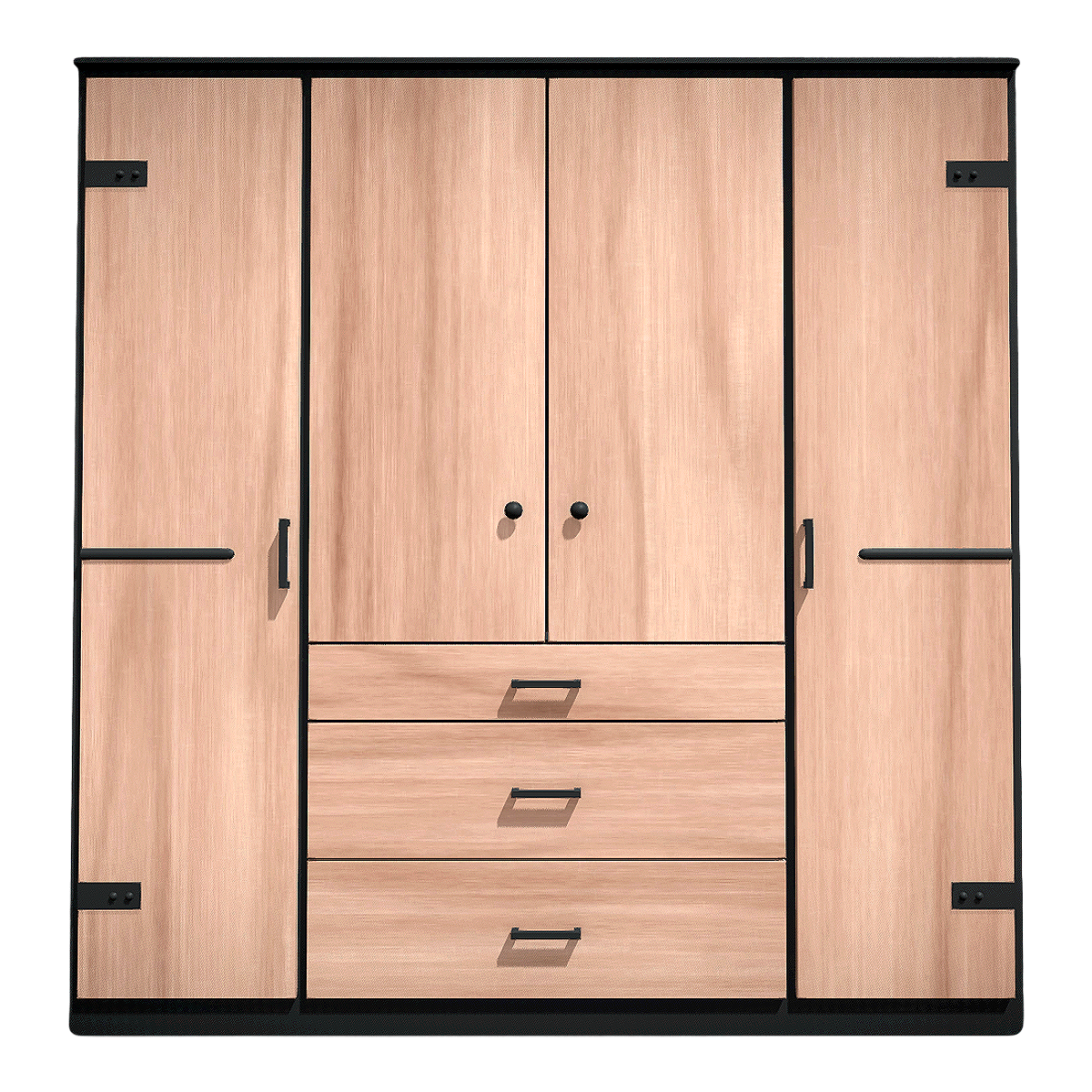 Simple Log Style Solid Wood One-piece Wall Wardrobe Bedroom Storage Cabinet