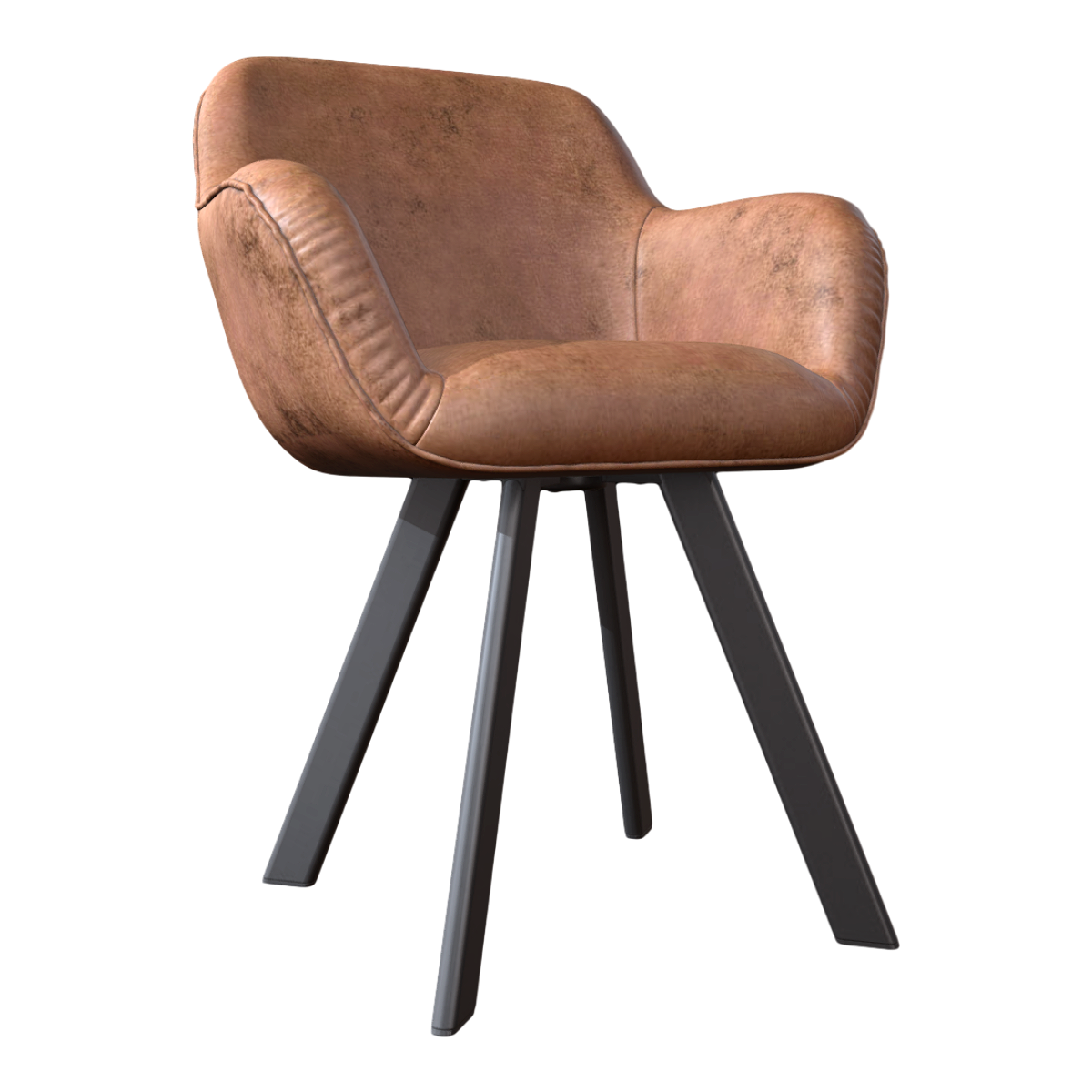 Simple Middle Ancient Italian Style camel Leather Soft Sand Backrest Sofa Chair Casual Chair