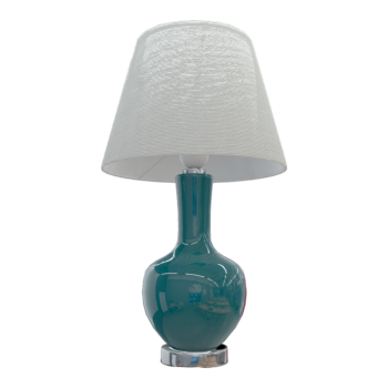 Simple Retro Lake Green Porcelain Vase Table Lamp Fabric Lampshade Bedside Lamp