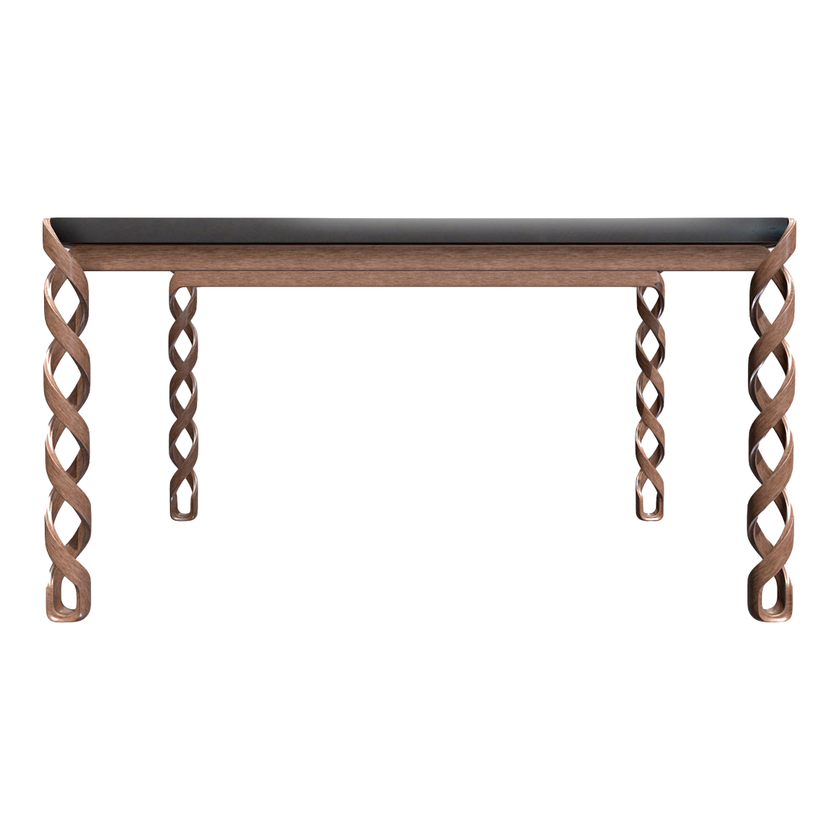 Modern Italian Creative Modeling Solid Wood Square Table Spiral Leg Dining Table