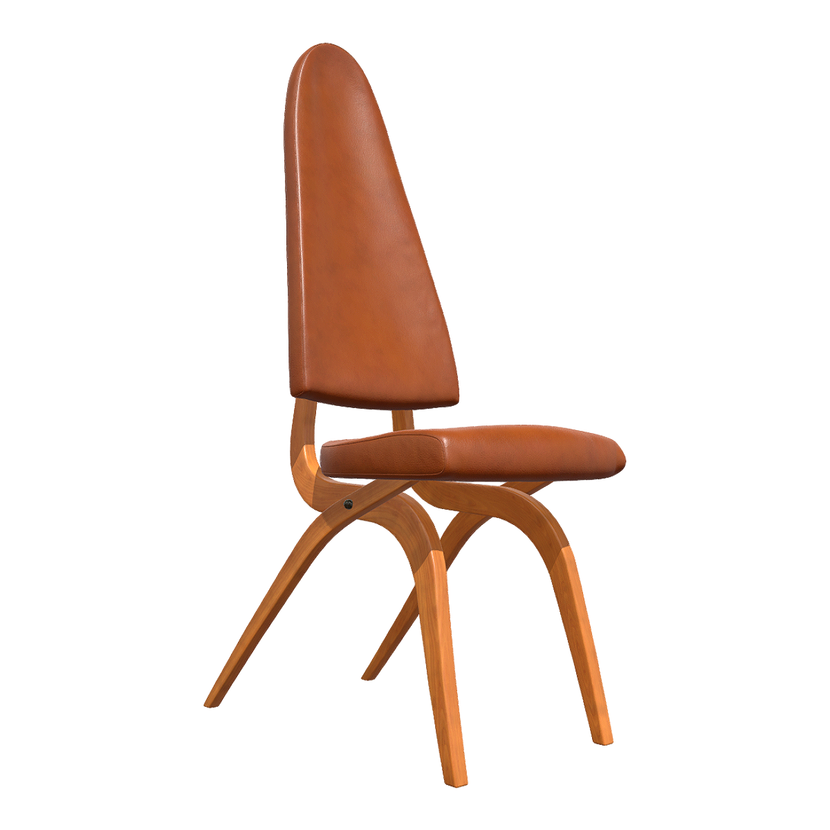 Vintage Simple Brown Leather Soft Bag High Back Chair Casual Chair Dining Chair