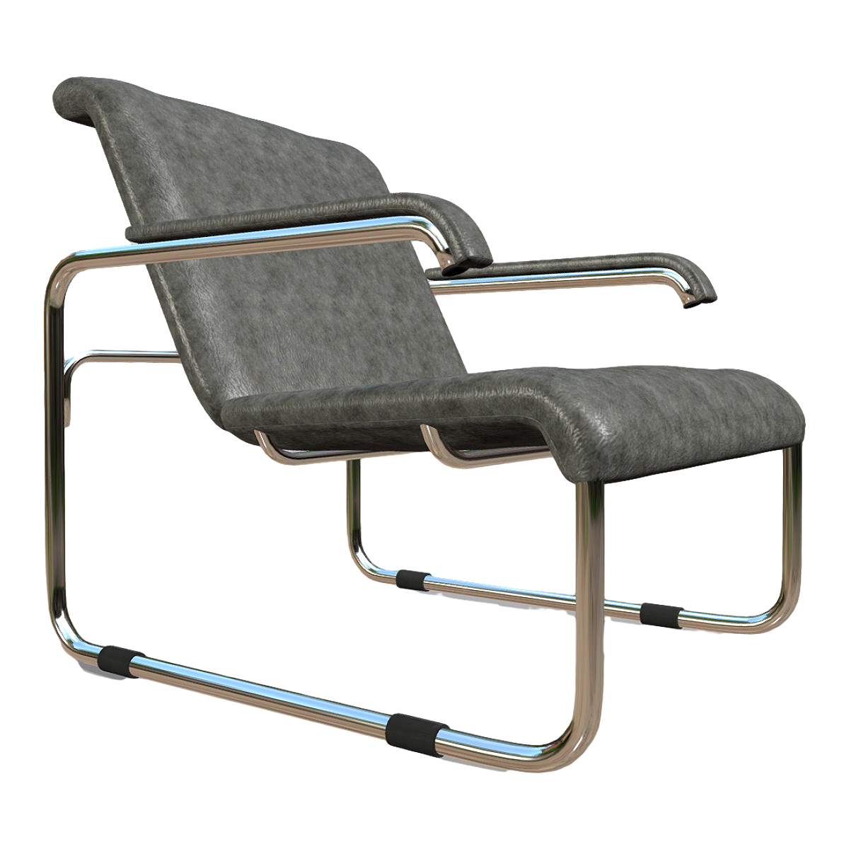 Simple Business Grey Leather Soft Bag Backrest Armchair Stainless Steel Leisure Chair