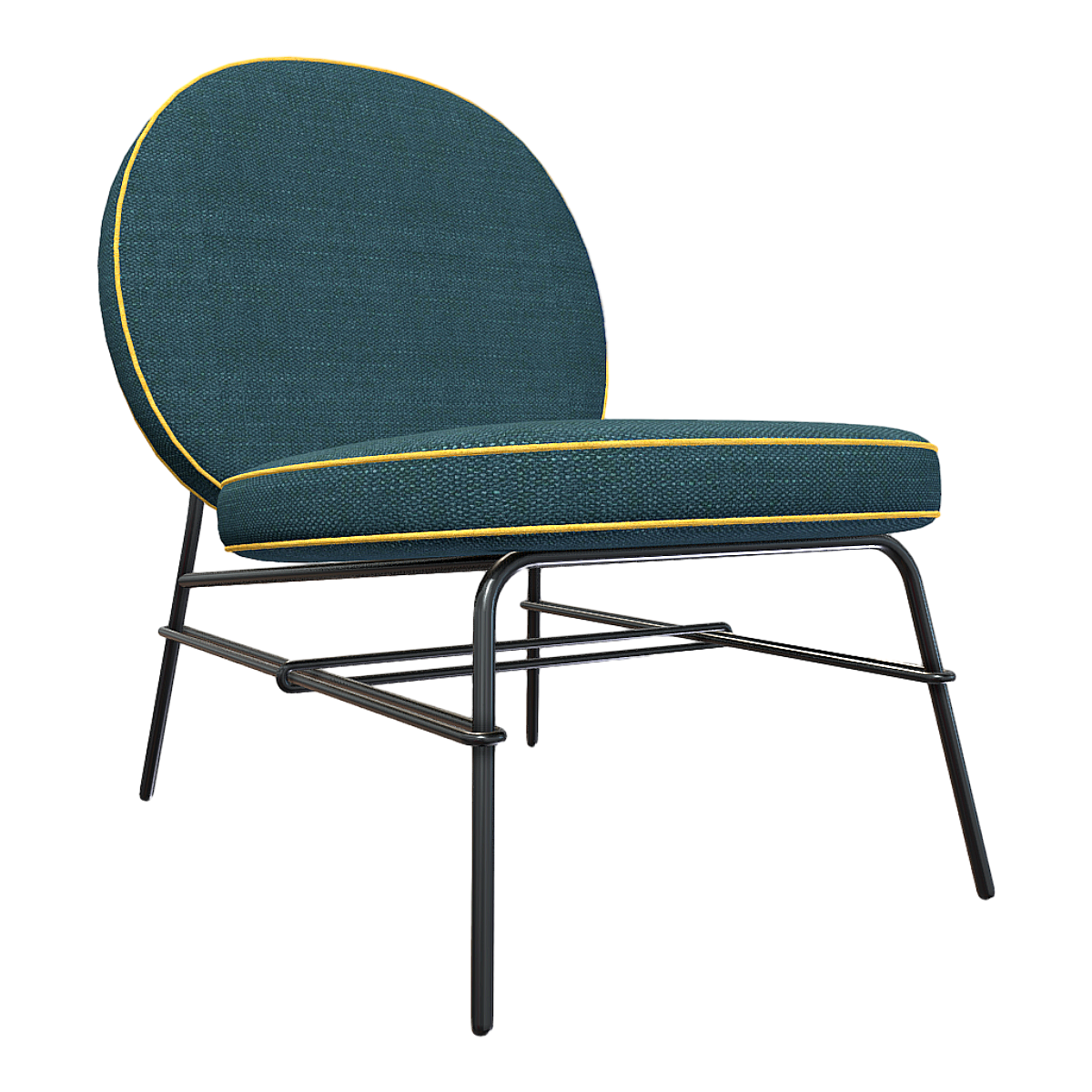 Modern Simple Nordic Dark Green Fabric Soft Bag Round Backrest Chair Casual Dining Chair