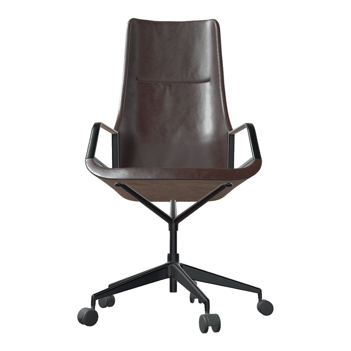 Simple Retro Coffee Leather Soft Bag High Back Armchair Office Roller Rotating Computer Chair