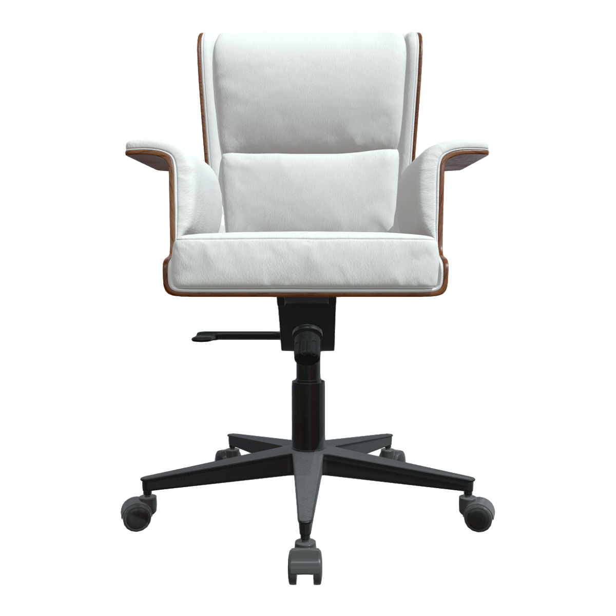 Modern Simple Italian Light Luxury White Genuine Leather Soft Bag Backrest Chair Office Roller Computer Chair