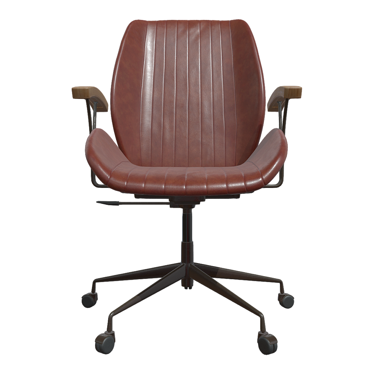 Modern Simple Italian Brown Leather Soft Bag Backrest Chair Office Roller Elevator Chair