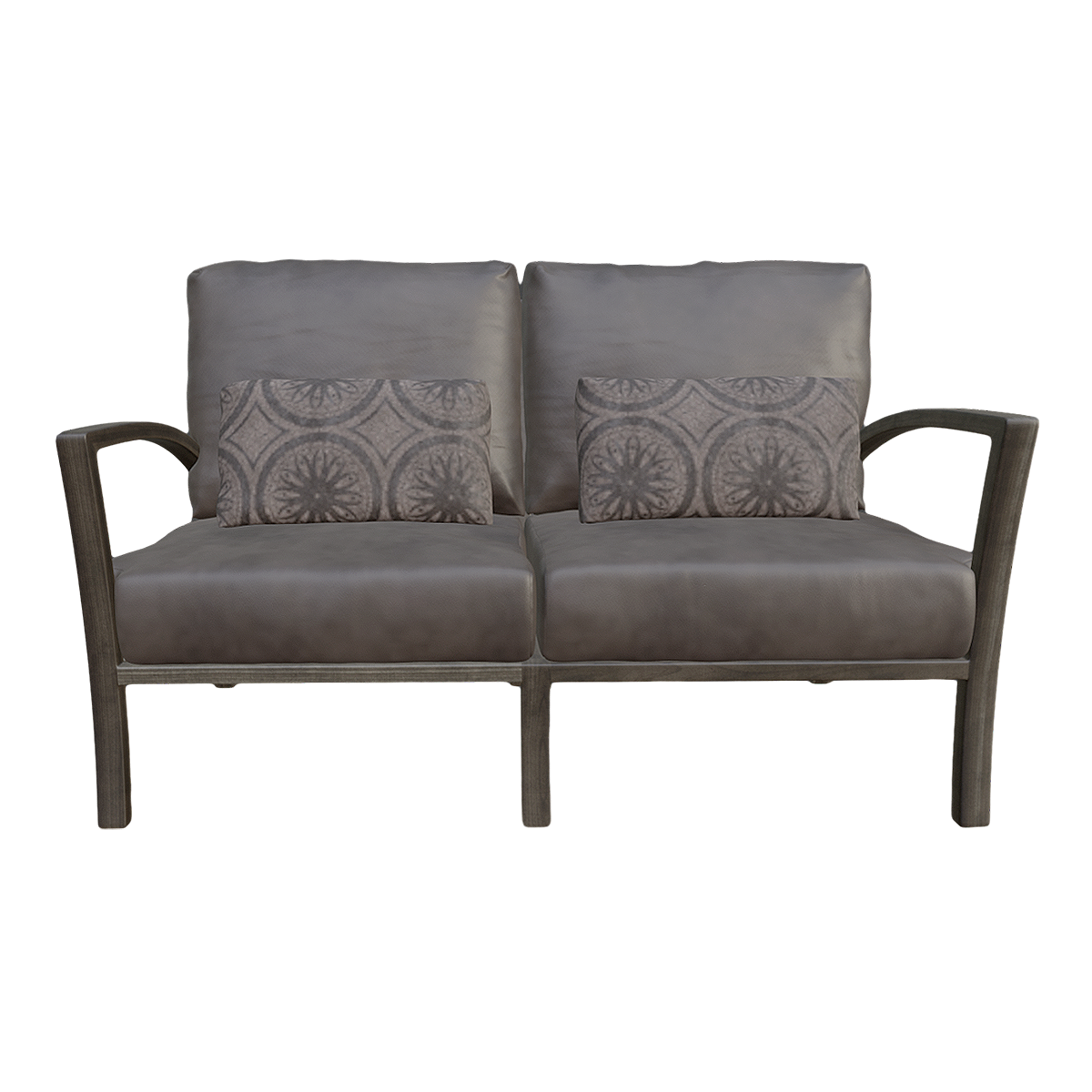 East Asian Style Modern Style Black Walnut Cotton Lint Fabric Wood Double Seat Sofa Chair