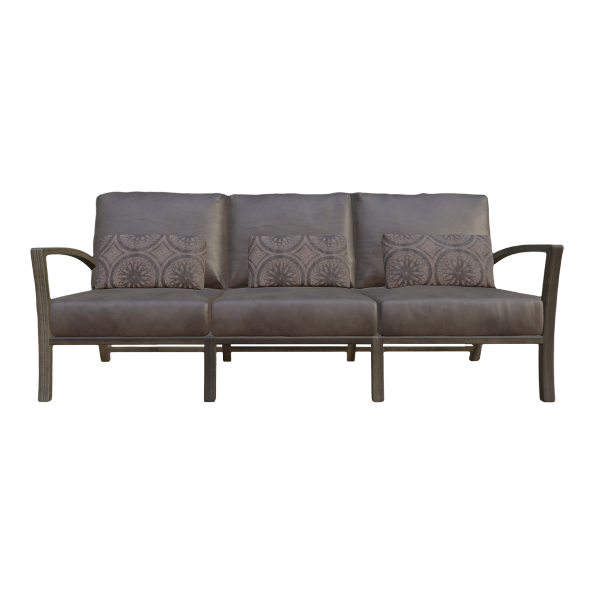 East Asian-style modern black walnut cotton velvet fabric wood three-seat sofa chair