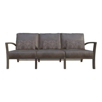 East Asian-style modern black walnut cotton velvet fabric wood three-seat sofa chair