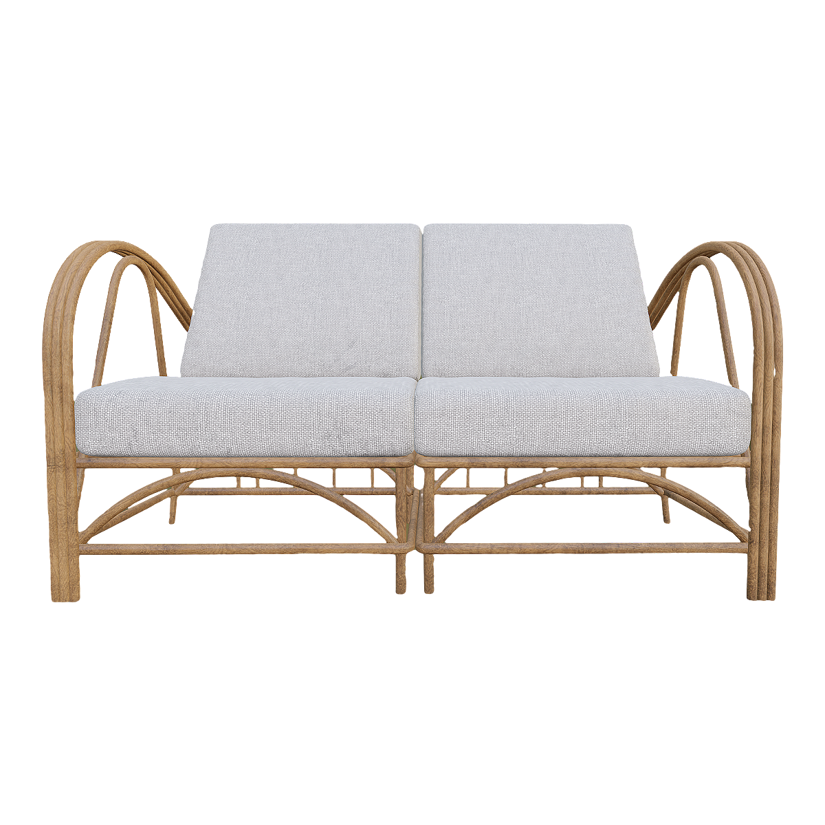 French Modern Pine Frame Slab Grey Fabric Double Seat Sofa Chair