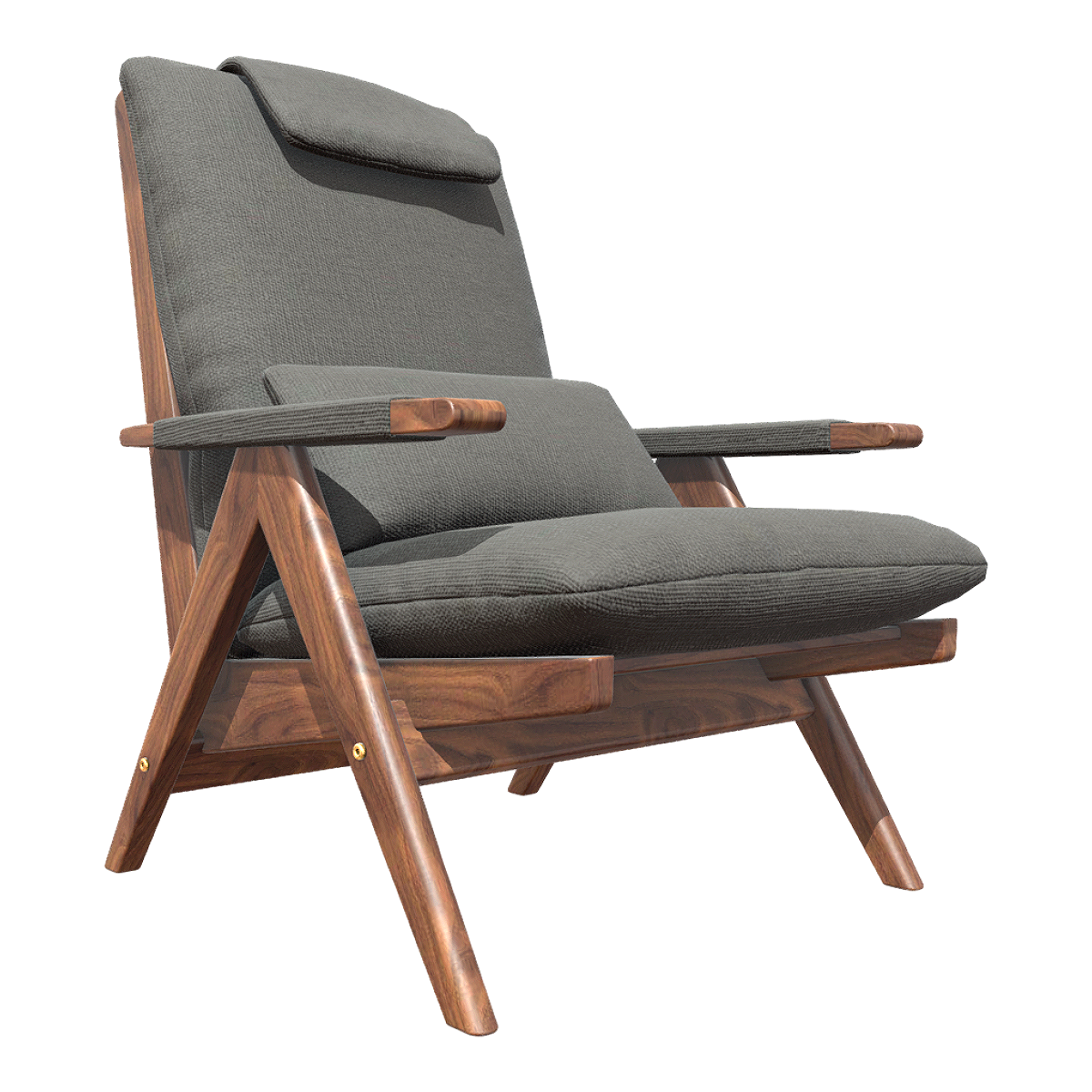 Simple Retro Italian Gray Fabric Soft Bag Solid Wood Single Sofa Chair Backrest Chair Armchair