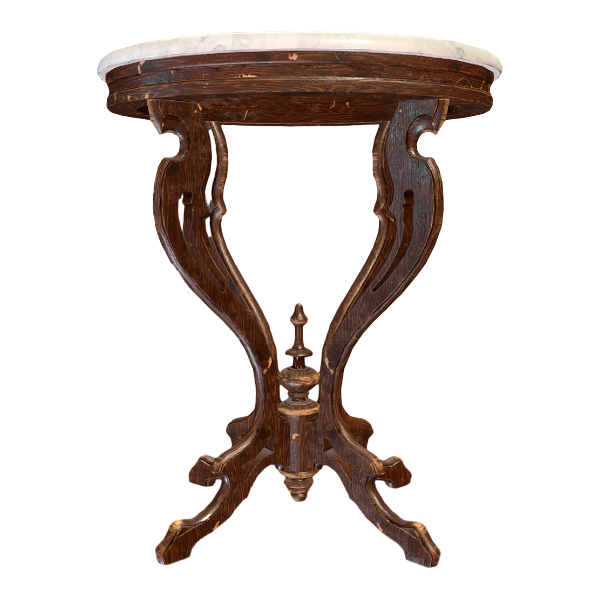 Vintage European Style Marble Oval Panel Solid Wood Coffee Table Side Table Coffee Table