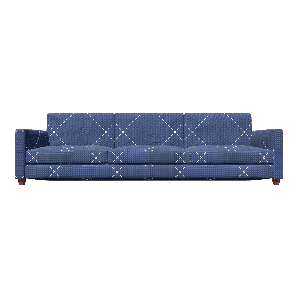 Vintage Simple dark blue Fabric Soft Bag Three-seater Sofa In-line Sofa