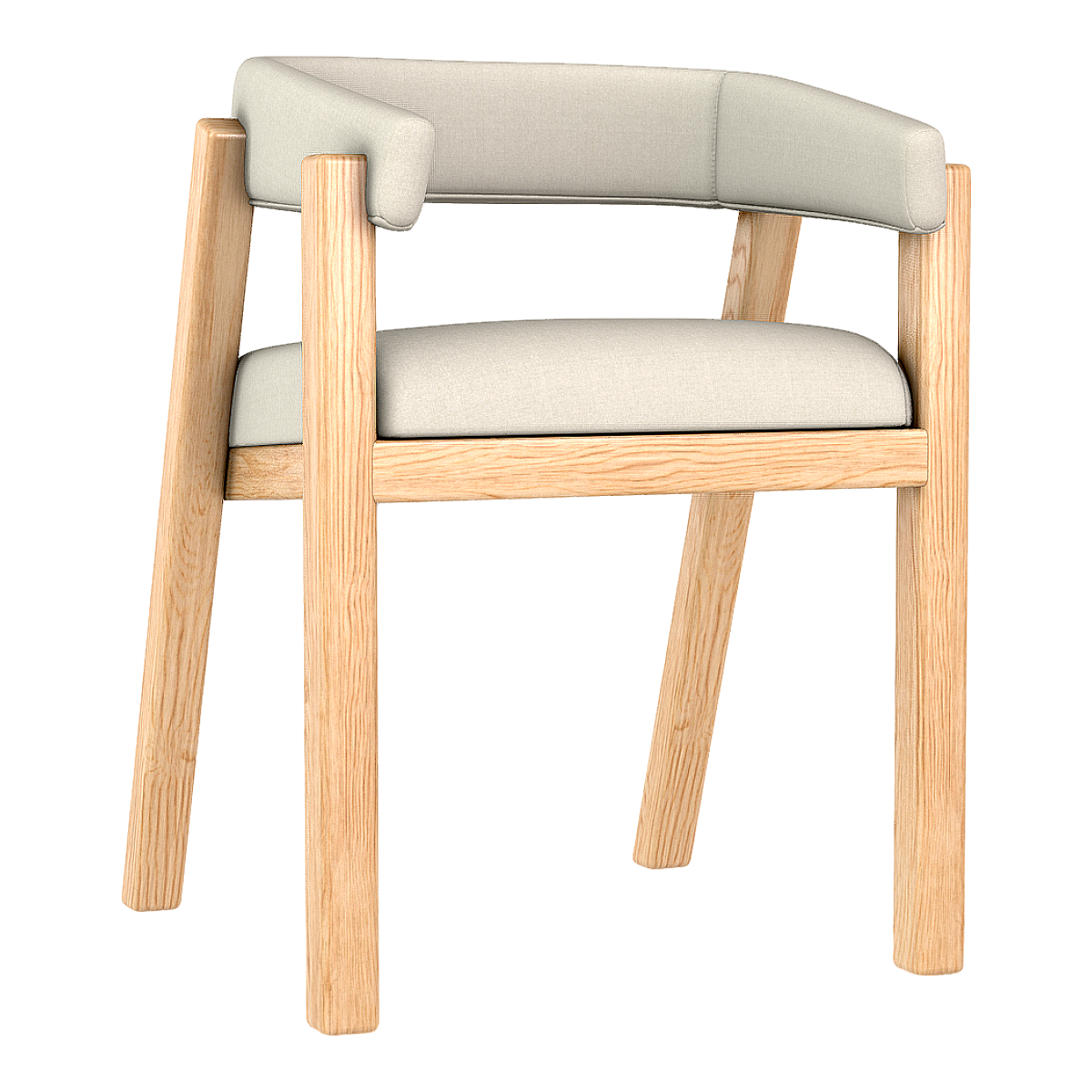 Modern Simple Nordic Ivory White Fabric Soft Bag Backrest Chair Solid Wood Cafe Dining Room Chair