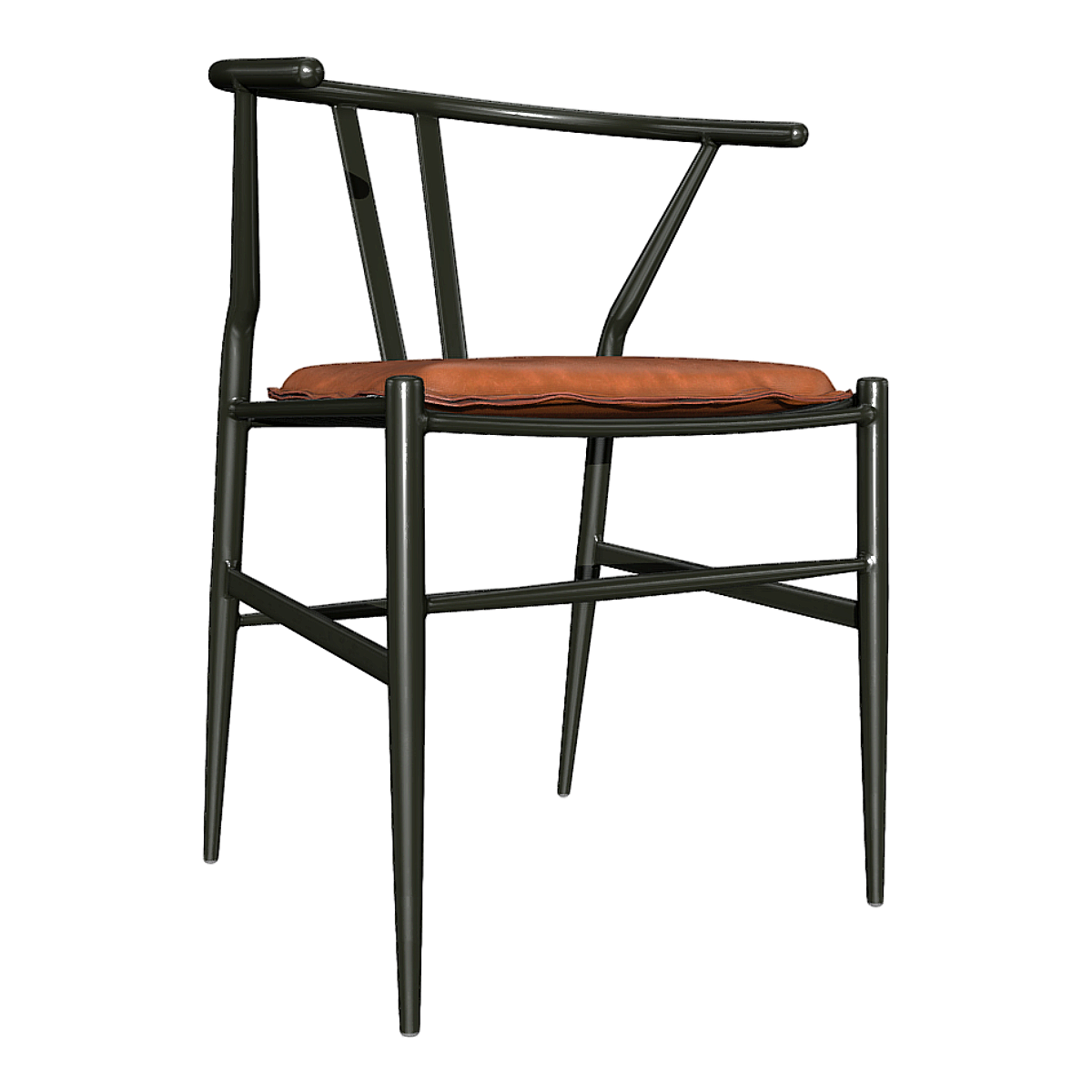 Modern Simple Industrial Style Brown Leather Soft Cushion Wrought Iron Backrest Chair Casual Dining Chair