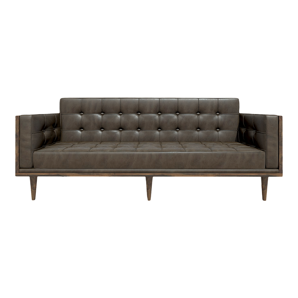 Vintage Simple Antique American Style Deep Curry Leather Buckle Soft Bag Multi-seat Straight Sofa