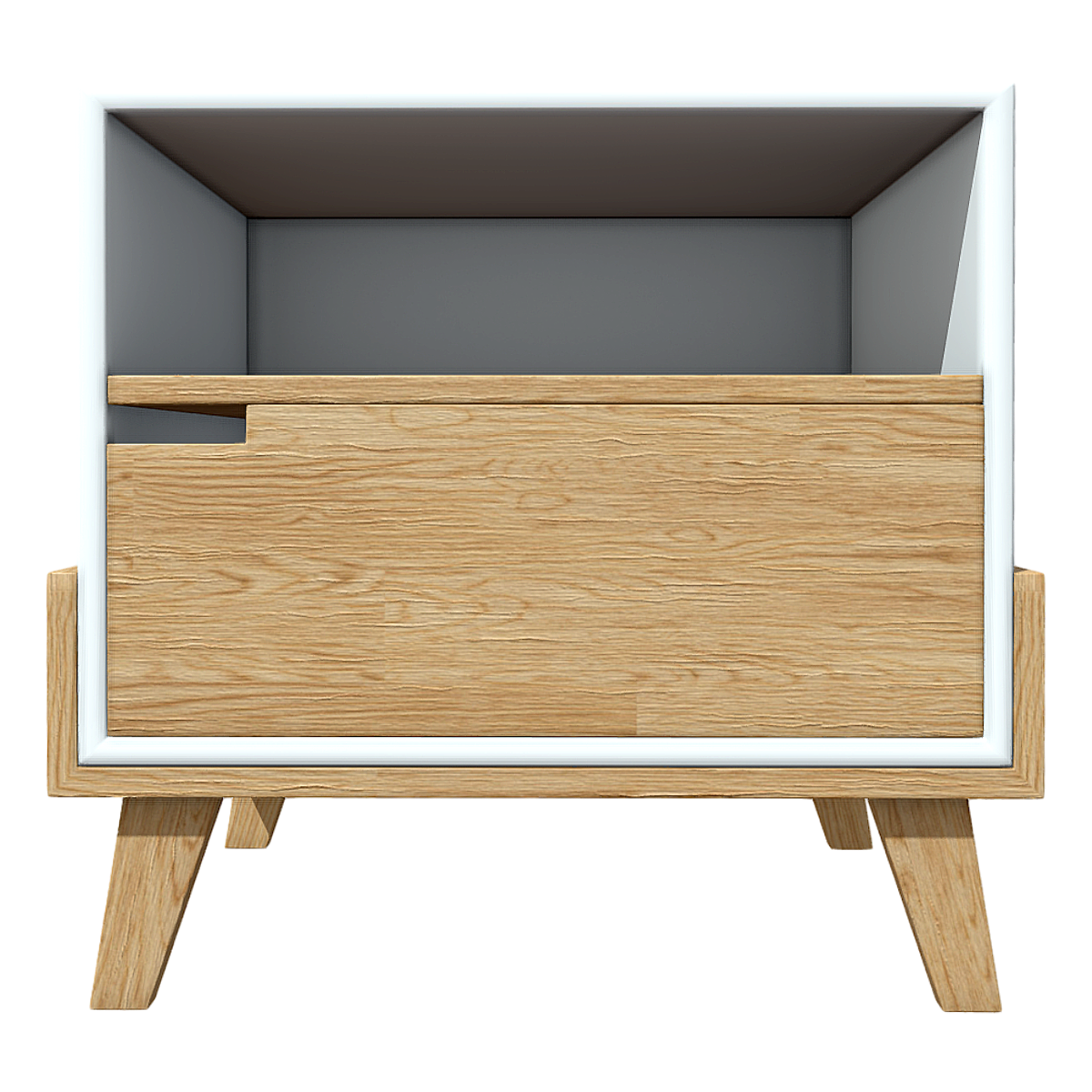 Modern Simple Nordic Style Solid Wood Floor-to-Floor Bedside Table with Drawer