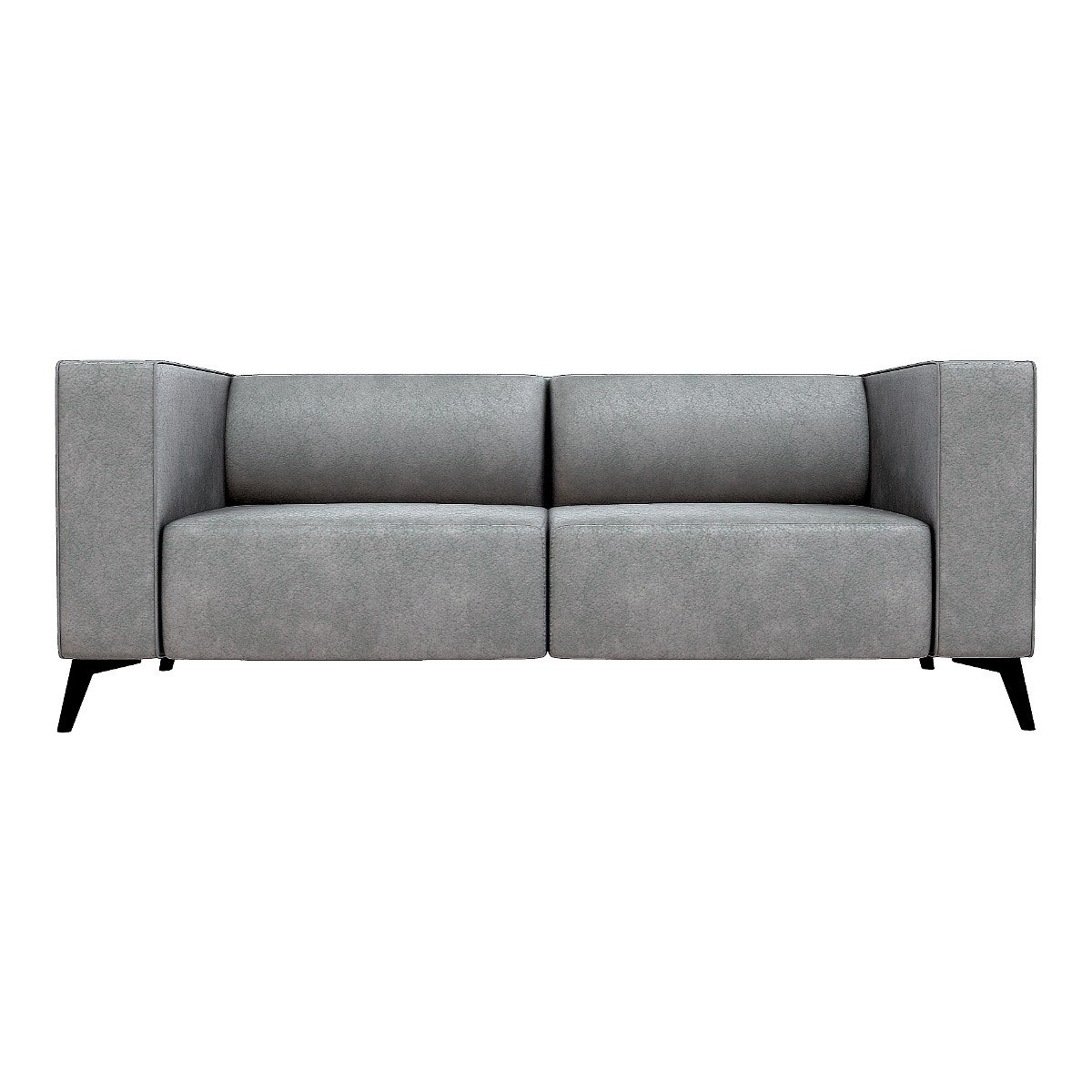 Modern Simple Italian Industrial Style Grey Leather Soft Bag Two-Seat Sofa In-line Sofa