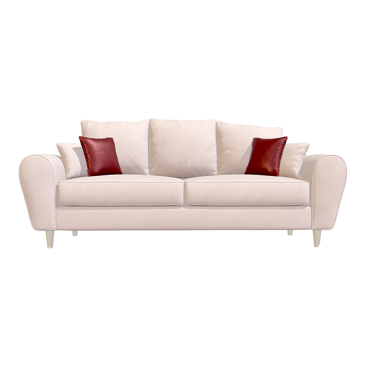 Modern Simple Nordic Style Milk White Fabric Soft Bag Two-Person Straight Sofa