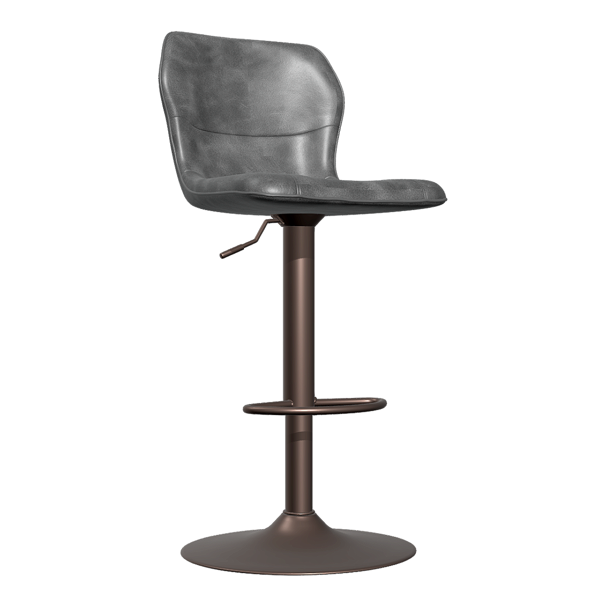 Simple Retro Antique Italian Black Leather Soft Bag Liftable Front Stool Bar Chair